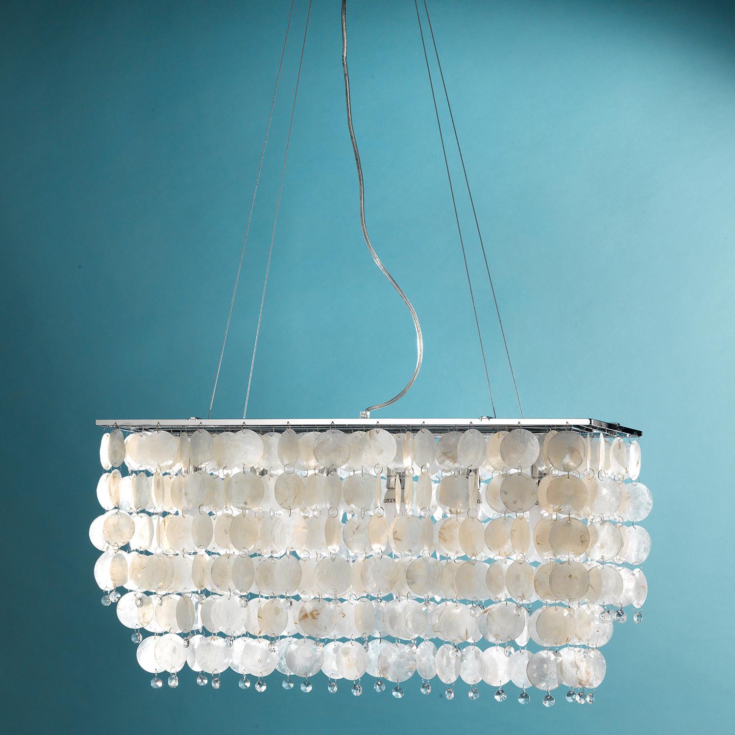 Pendelleuchte Chromfarben Perlmutt L: 70 cm - Chromfarben/Perlmutt, Basics, Naturmaterialien/Metall (70/40/110cm)