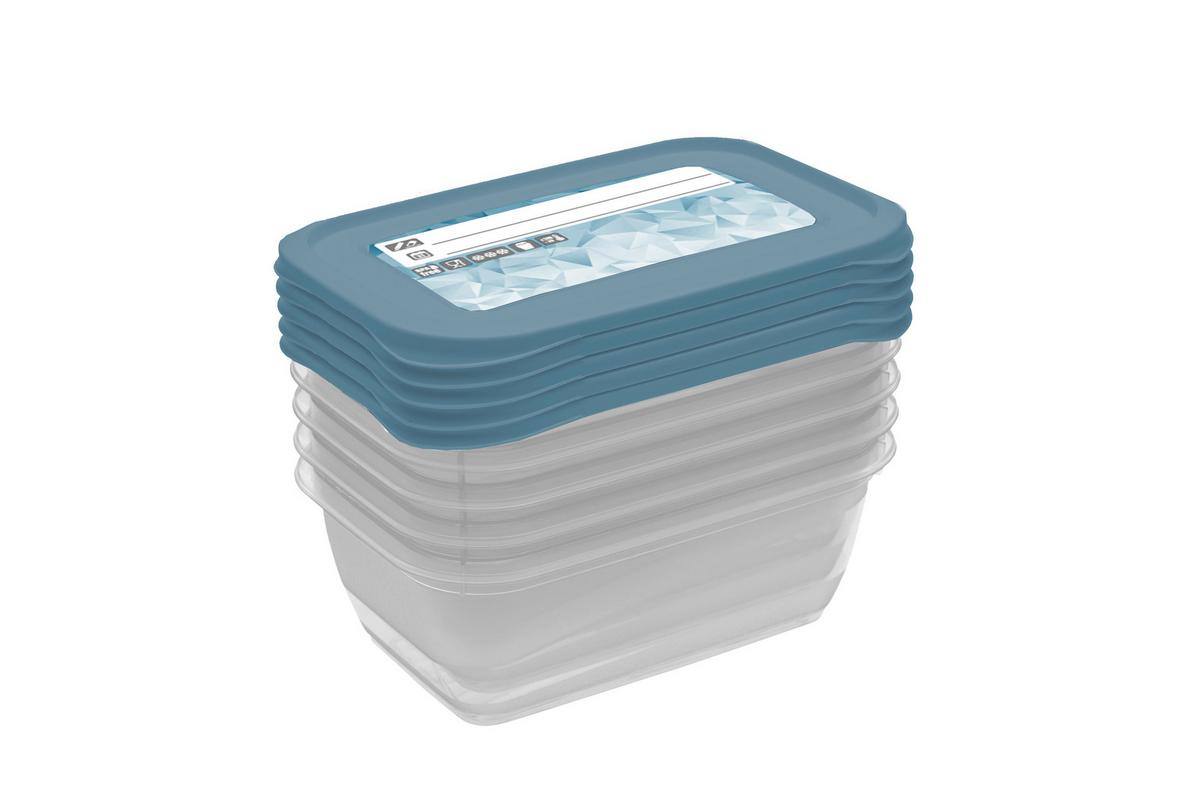 Gefrierdose 5er-Set Mia ca. 0,5 L - Blau/Weiß, KONVENTIONELL, Kunststoff (15,5/10,5/6cm)