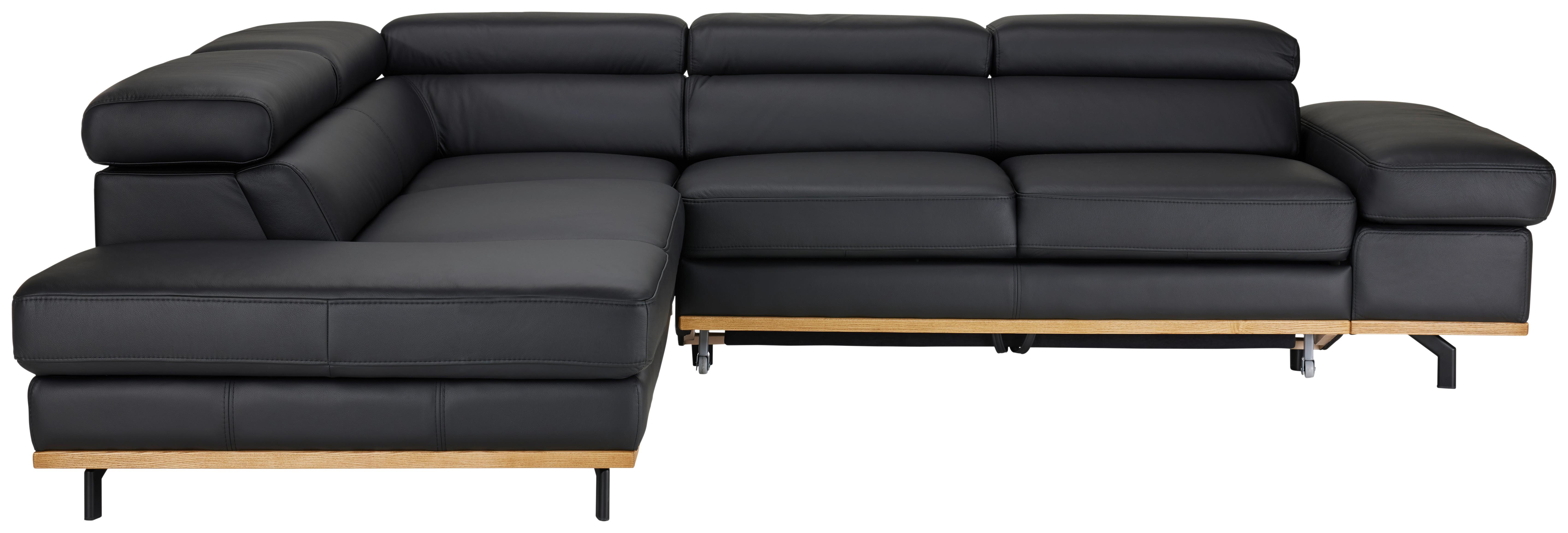Rohová sedačka CARMEN, ľavá, čierna koža MADRAS - čierna, Modern, kov/koža (292/72/226cm) - Premium Living