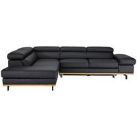 Rohová sedačka CARMEN, ľavá, čierna koža MADRAS - čierna, Modern, kov/koža (292/72/226cm) - Premium Living