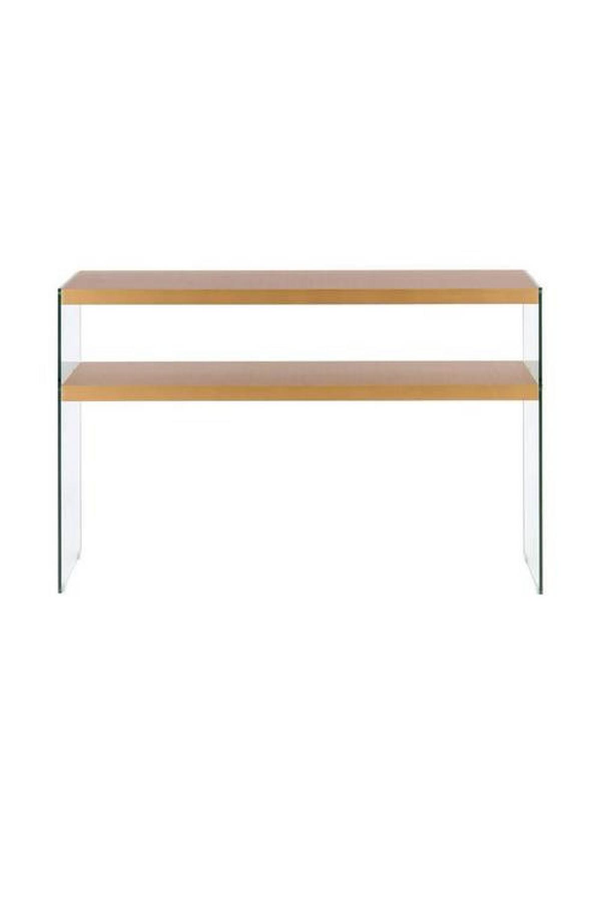 ODKLÁDACÍ STOLEK KONZOLA - čiré/barvy zlata, Basics, kompozitní dřevo/sklo (32/75/110cm)