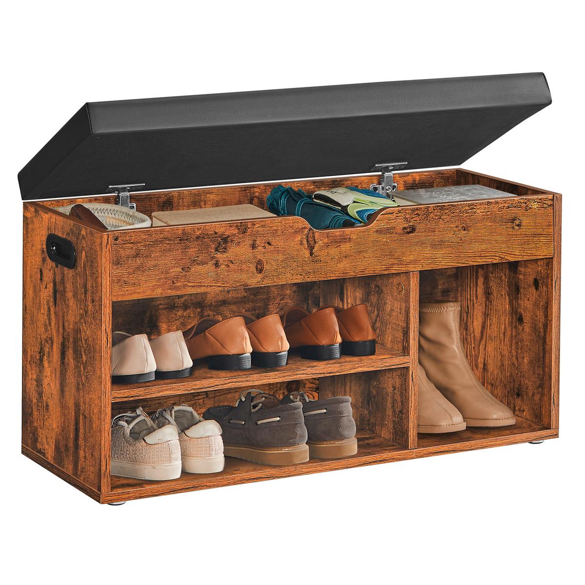 ŠATNÍ LAVICE LHS30BX - černá/hnědá, Trend, kompozitní dřevo/textil (80/44/30cm) - Boxxx