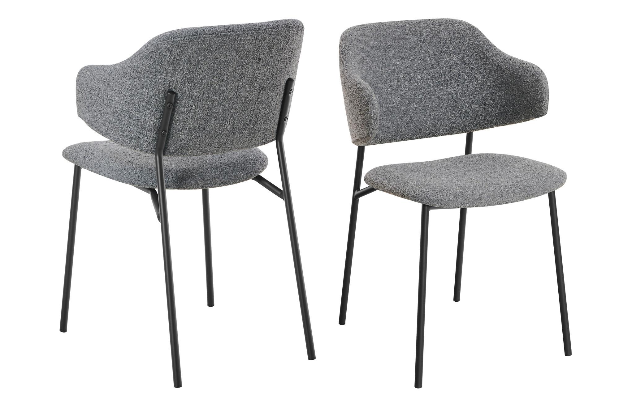 Armlehnstuhl-set Dunkelgrau B: 54cm 2-Teilig - Dunkelgrau/Schwarz, MODERN, Textil/Metall (54/83/59cm) - Livetastic