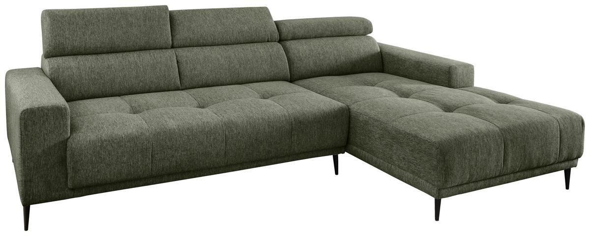 Ecksofa Intera Dunkelgrün S: 276x188 Cm - Dunkelgrün/Schwarz, KONVENTIONELL, Textil (276/188cm) - Livetastic