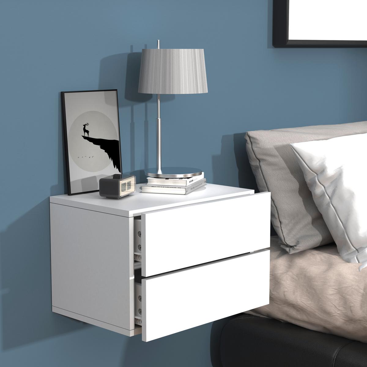 Nachtkästchen USAl L B: 45 cm Weiß - Weiß, MODERN, Holzwerkstoff (45/30/32cm) - MID.YOU