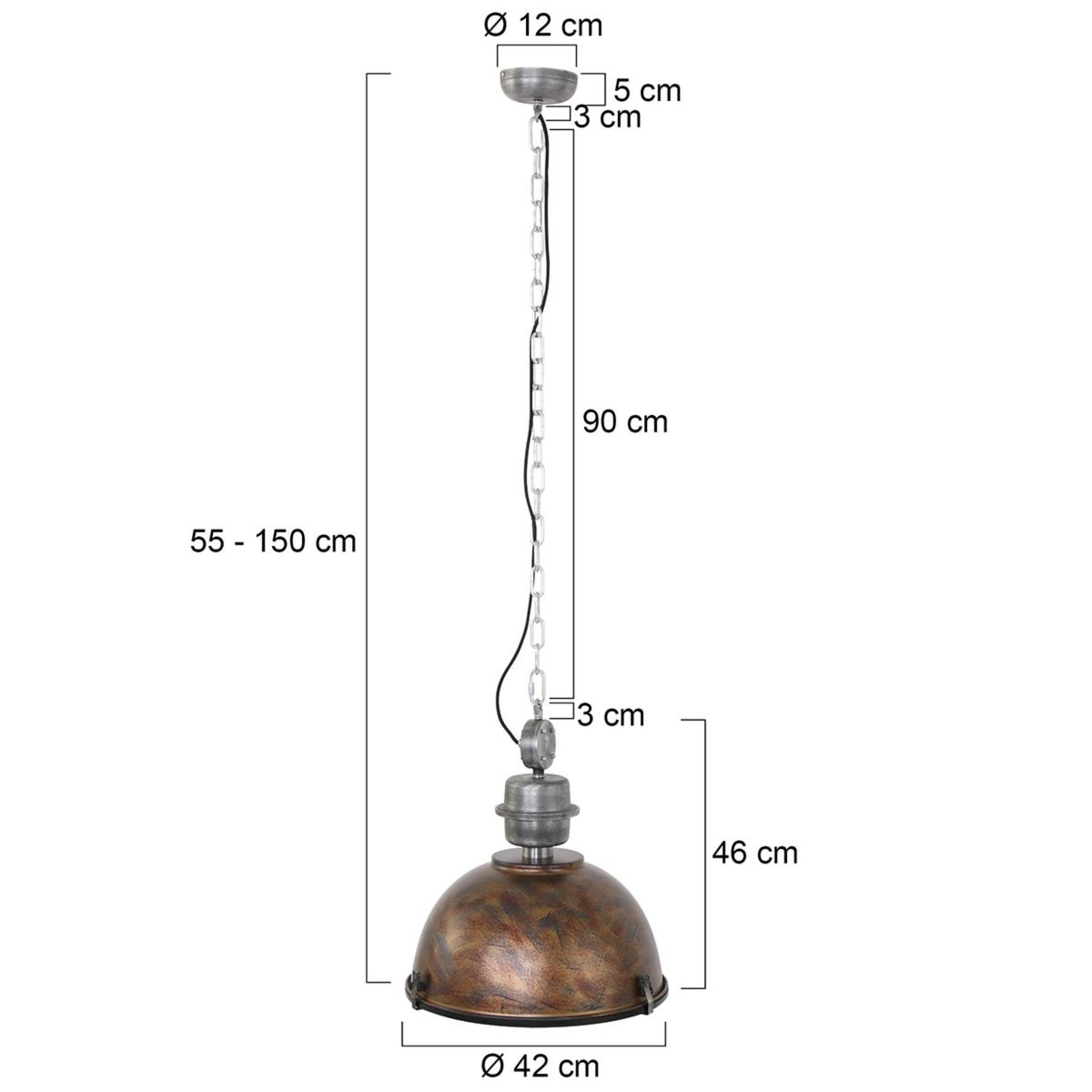 Pendelleuchte Bikkel - Braun, Trend, Glas/Metall (42/145/42cm)