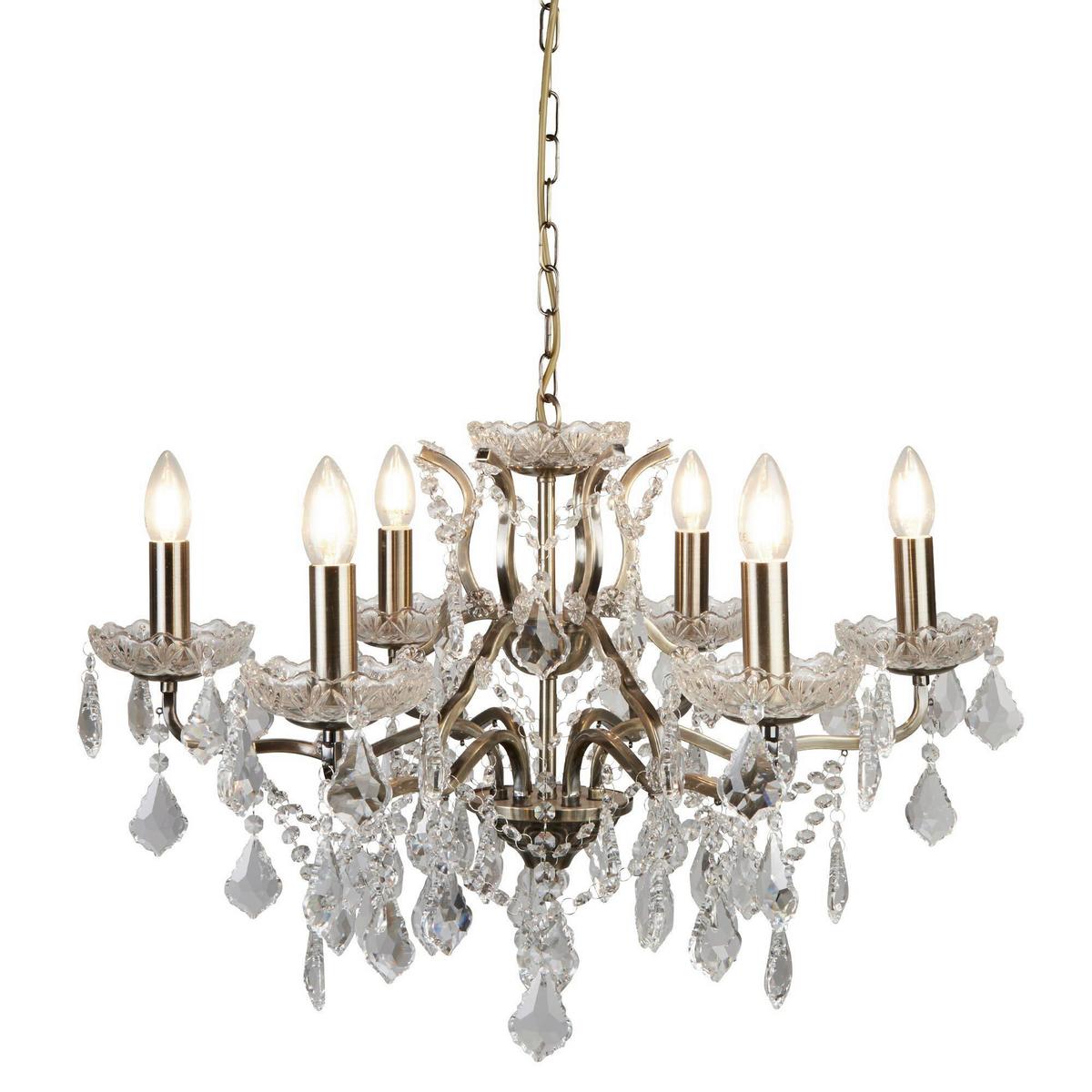 Kristall-Hängeleuchte Paris 8736-6ab - Klar, Design, Glas/Metall (70/43cm)