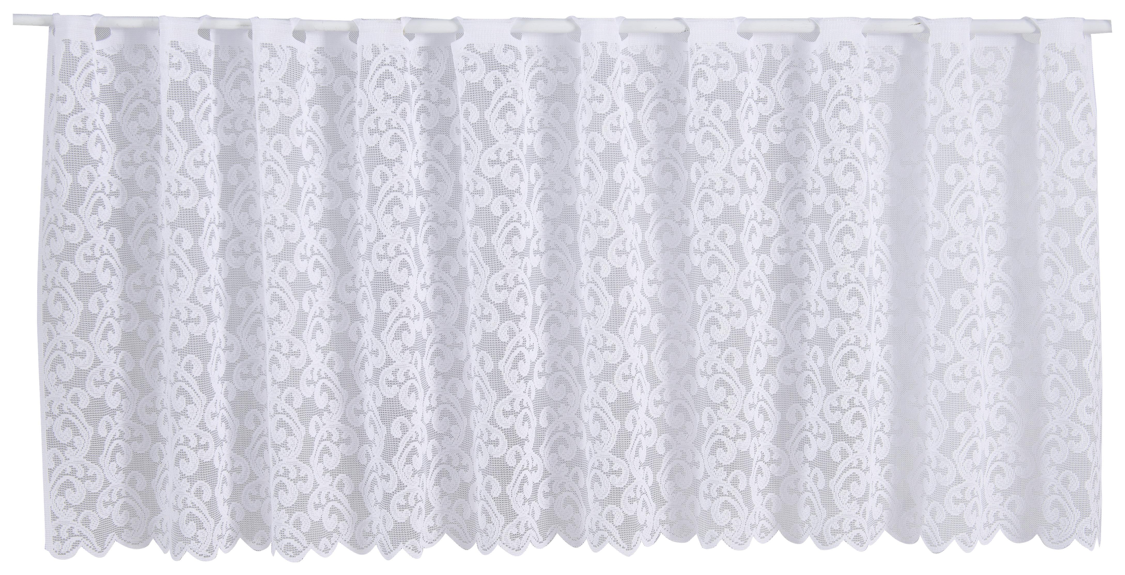 Weihnachtliche Kurzgardine in Weiß, transparent