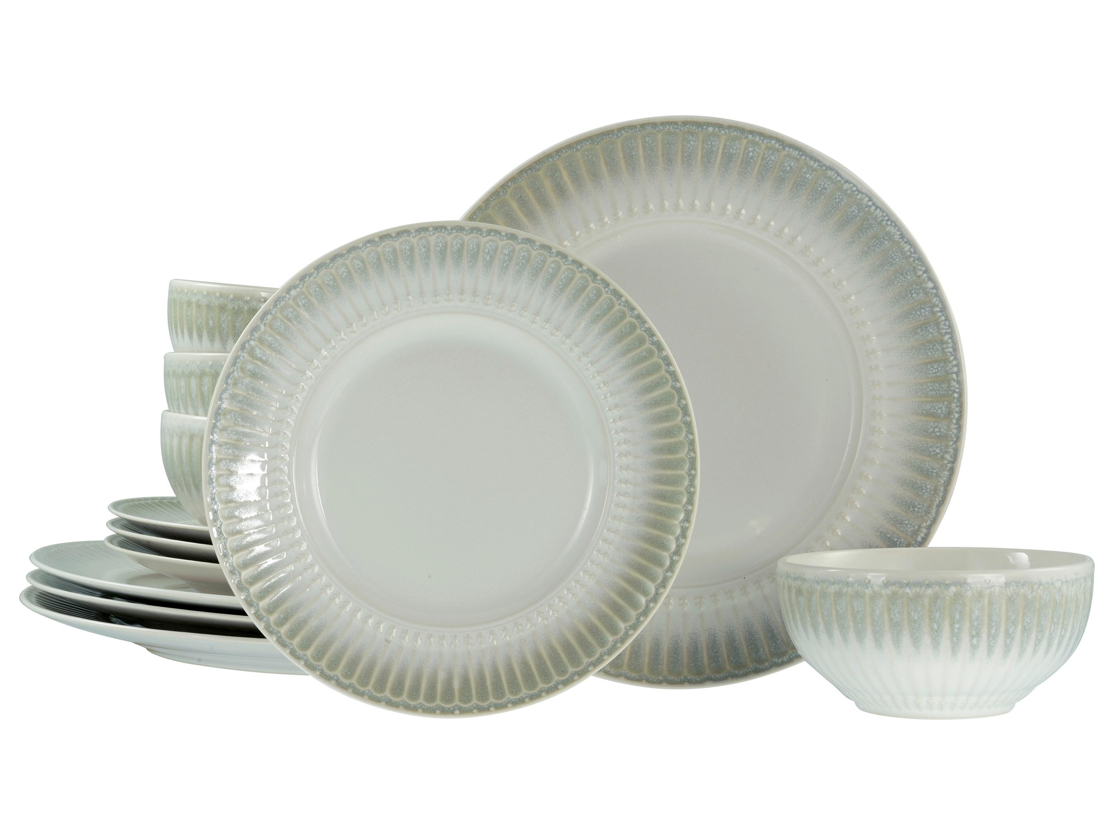 TAFELSERVICE Steinzeug, Creme, 12-teilig - Perlmutt/Creme, Basics, Keramik - Creatable