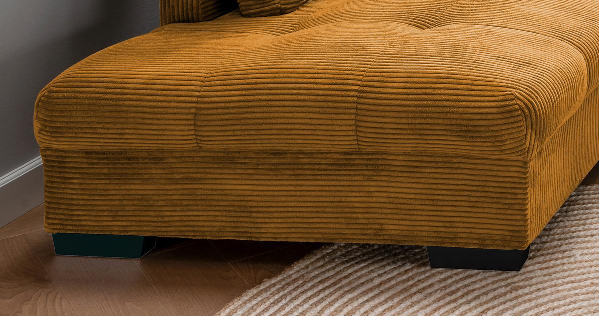 Rohová sedačka ALVITO, levá, koňakový manšestr - černá/tmavě zelená, Design, dřevo/textil (202/298cm) - MID.YOU