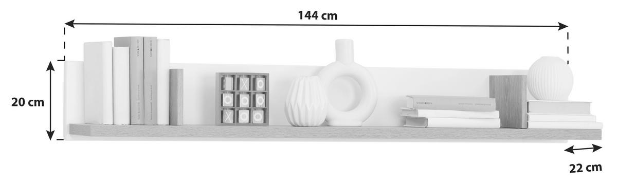 Wandboard Liverpool B: 144 cm Holzdekor Weiß - Eichefarben, MODERN, Holzwerkstoff (144/20/22cm)