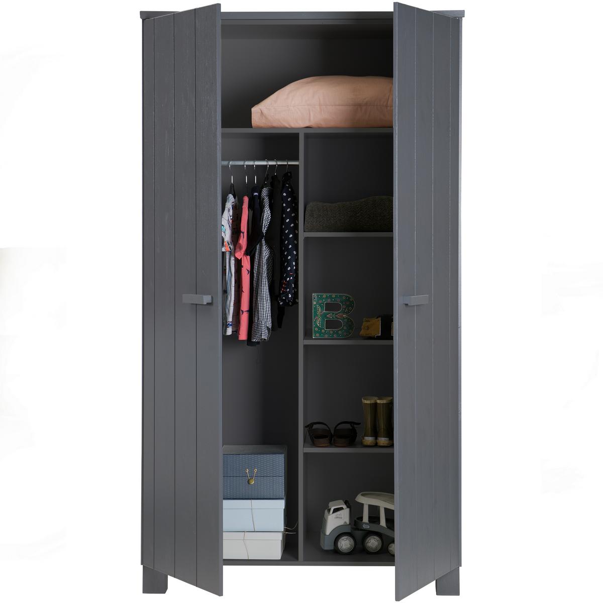 Garderobenschrank Dennis Grau B: 111 Cm - Grau, Design, Holz (111/202/55cm) - Livetastic