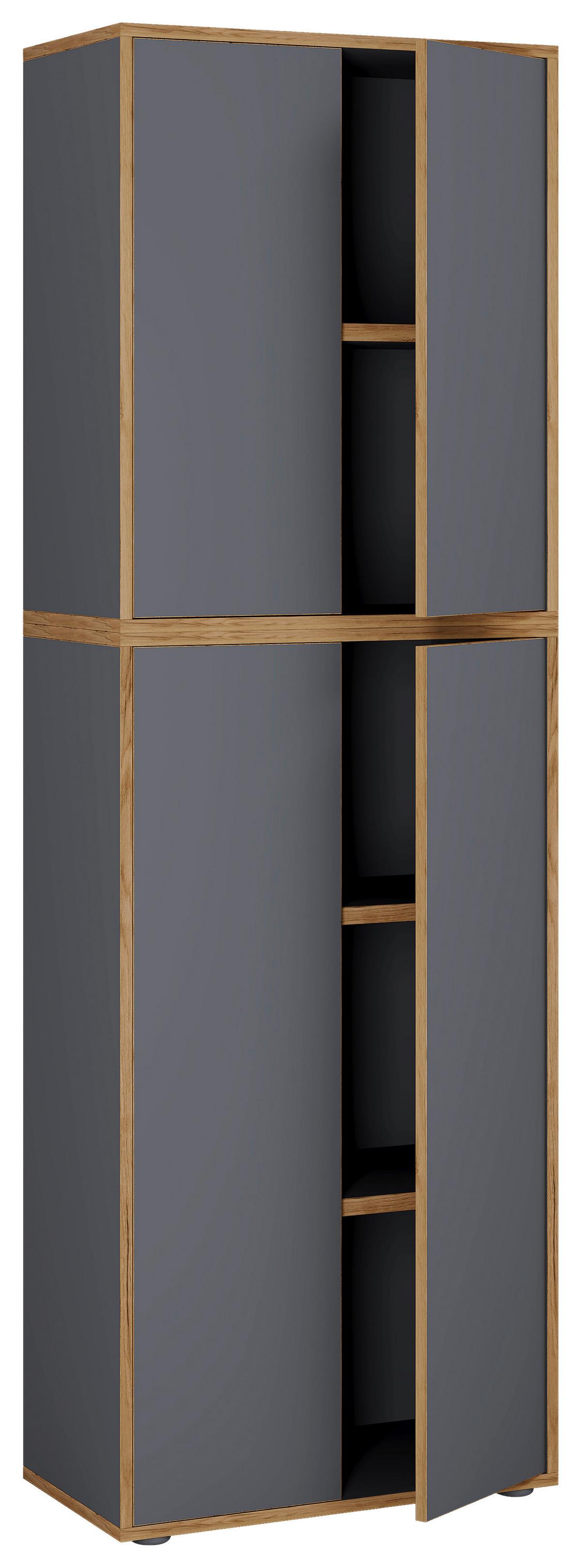 KANCELÁRSKA SKRIŇA SALIA B60 - dub medový/antracitová, Design, kompozitné drevo (60/183/33cm) - P & B