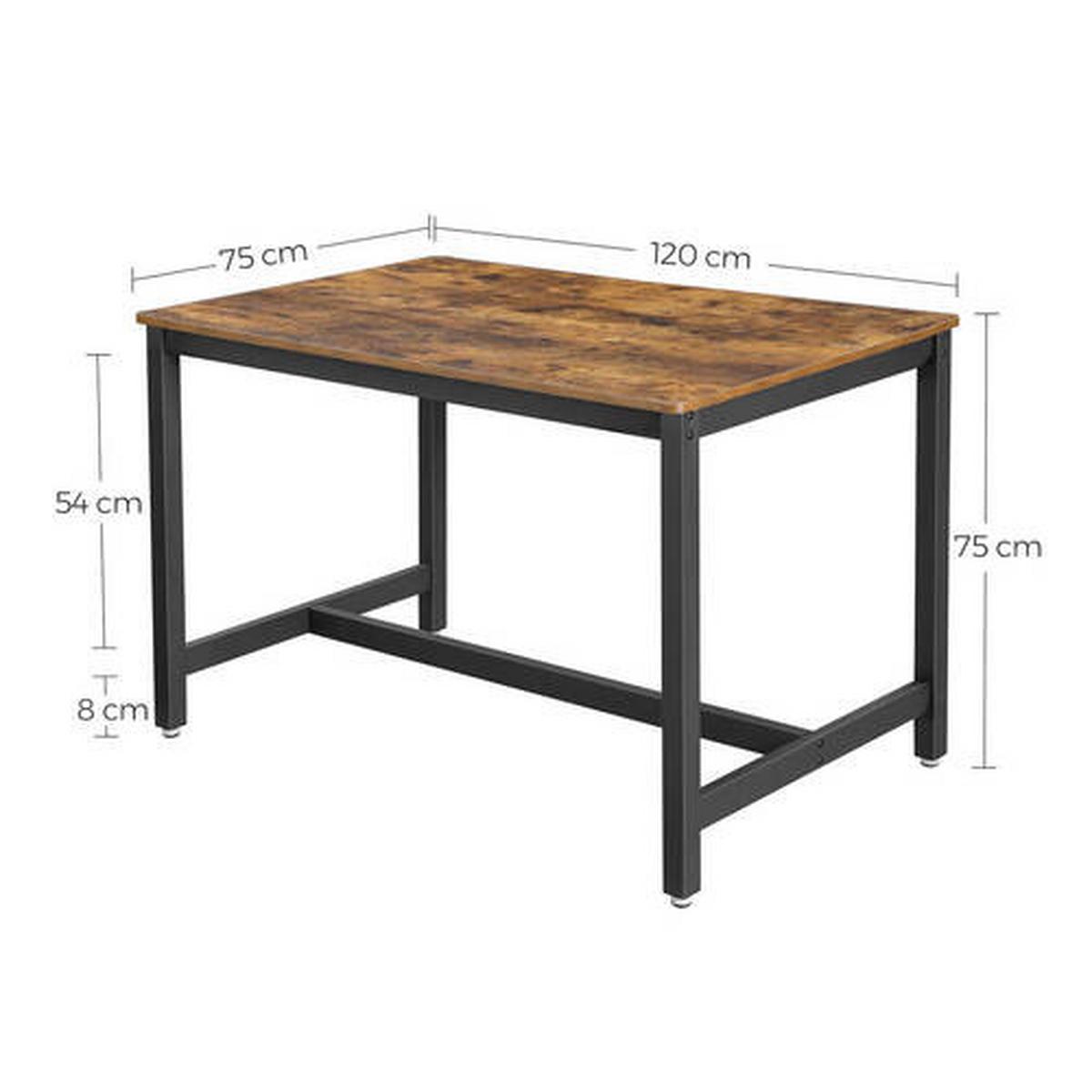 Esstisch Vasagle Braun, Schwarz - Schwarz/Braun, Natur, Holzwerkstoff/Metall (120/75/75cm) - Boxxx