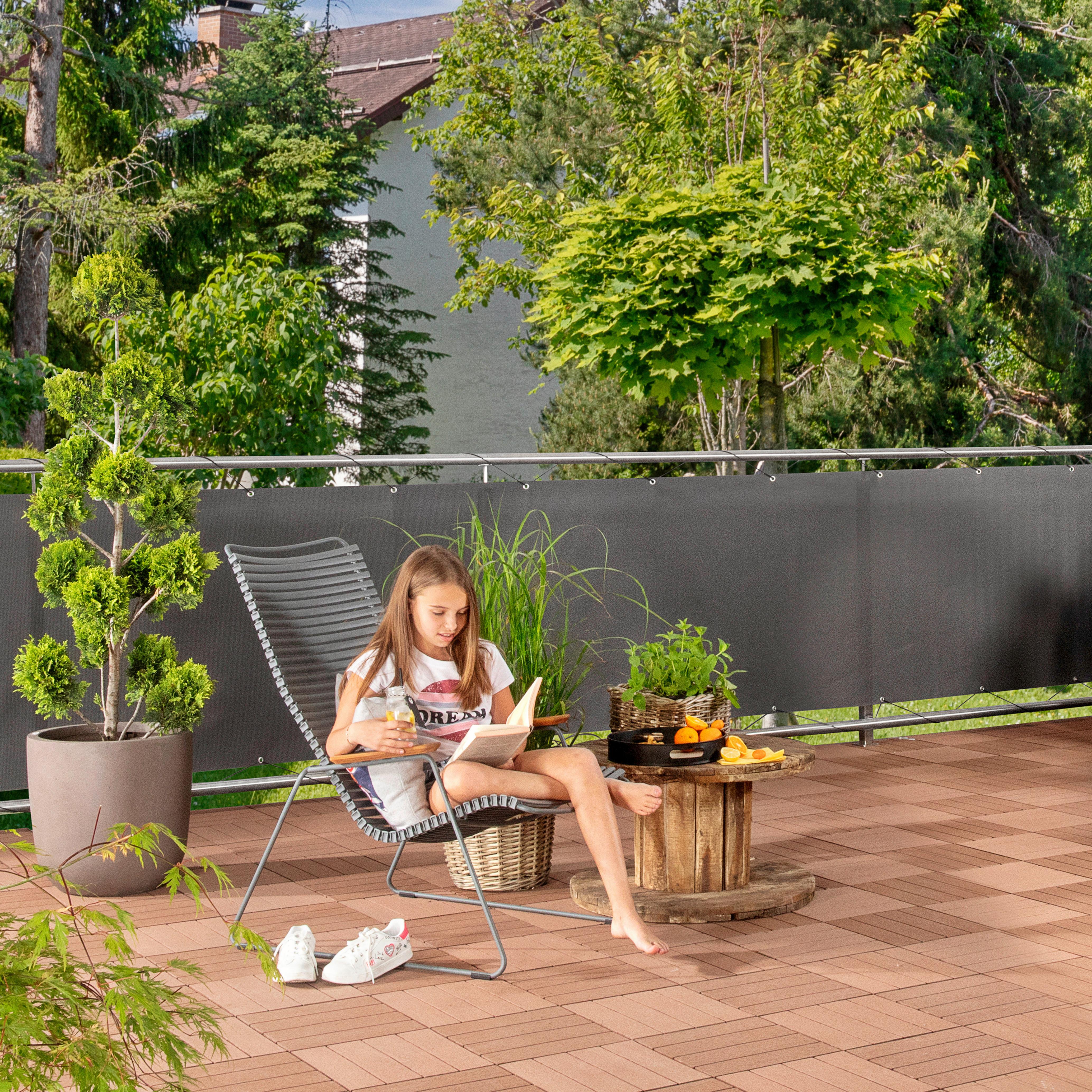 Sichtschutz Aeris Titanfarben Bl 90x500 Cm, Plane Mit Ösen - Titanfarben, Basics, Kunststoff (90/500cm)