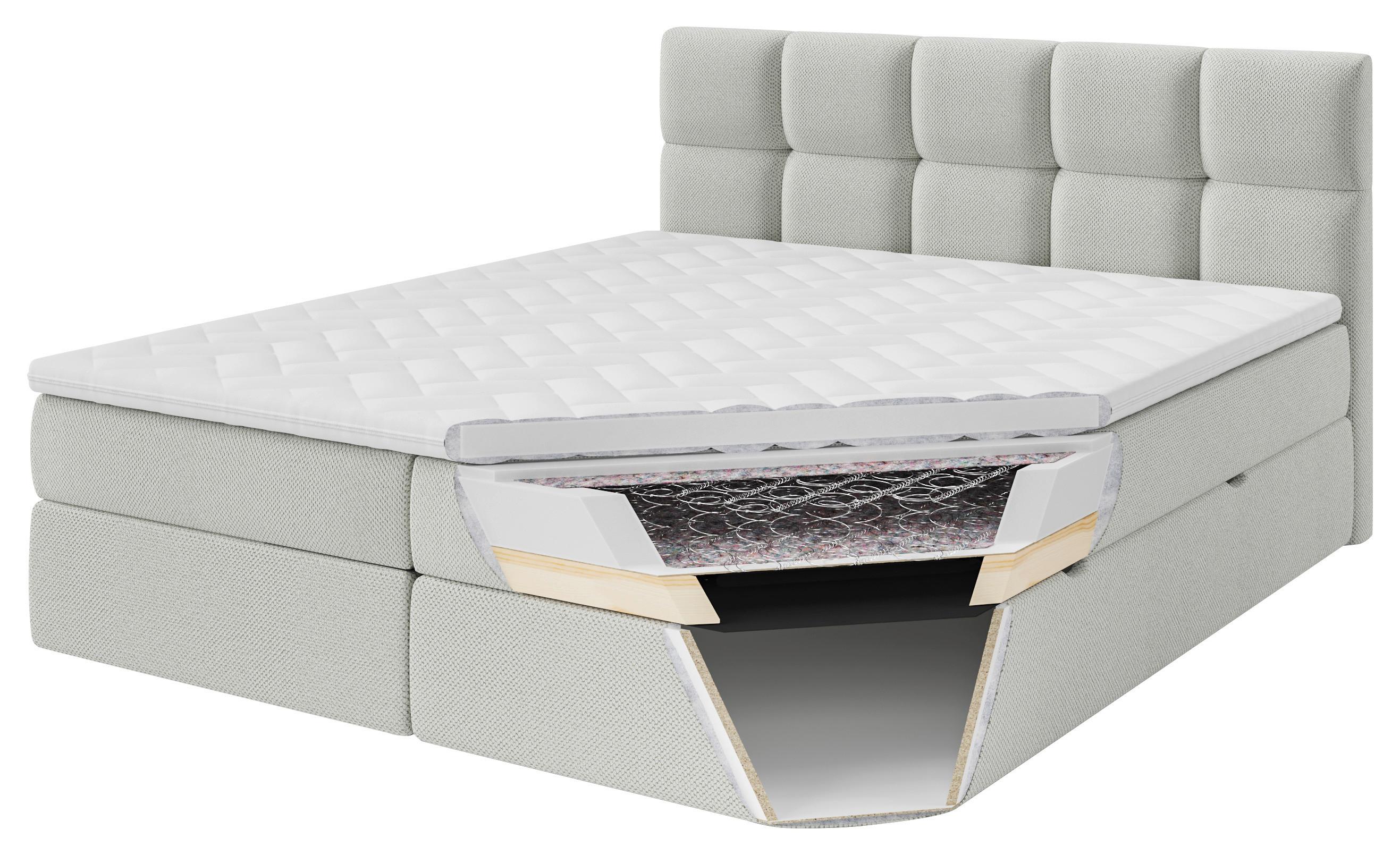 Boxbett Mit Topper & Bettkasten 200x220 Lorie Ii - Beige/Schwarz, MODERN, Holz/Holzwerkstoff (200/220cm) - MID.YOU