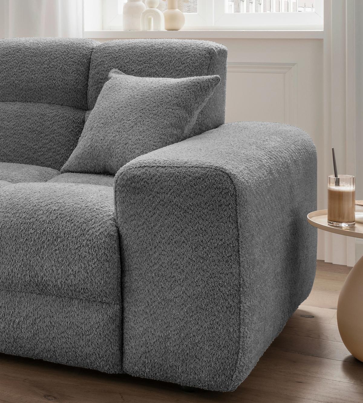 Ecksofa Bosco Anthrazit S: 152x301 cm - Anthrazit/Schwarz, MODERN, Textil (152/301cm) - Livetastic