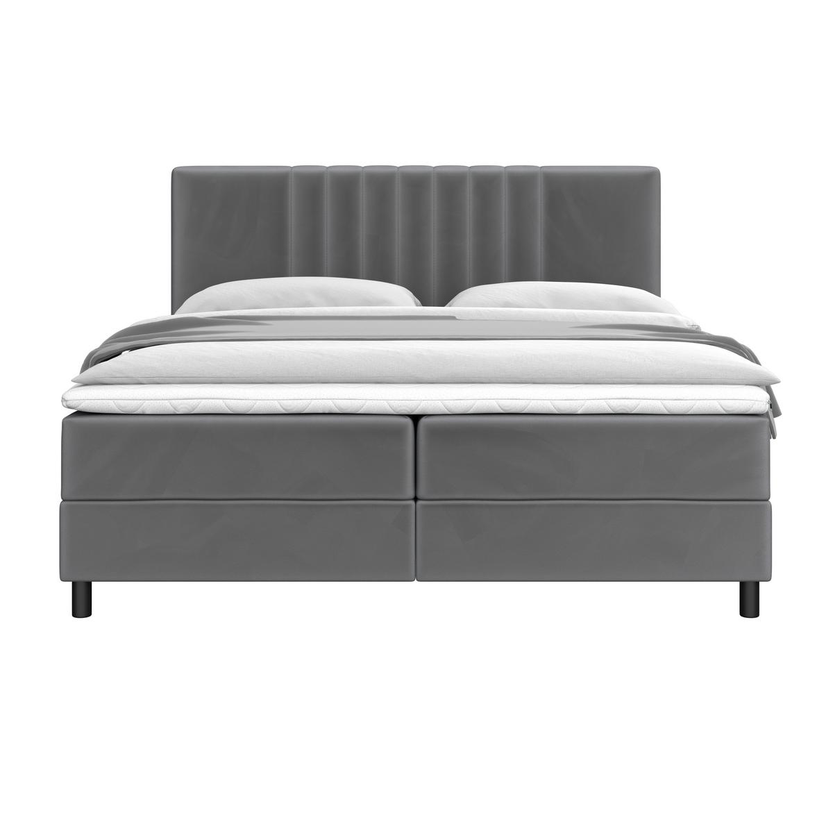 Boxspring postel ROMA tm. šědá, 180x200cm - šedá/černá, Moderní, kov/dřevo (180/200cm) - Bessagi Home