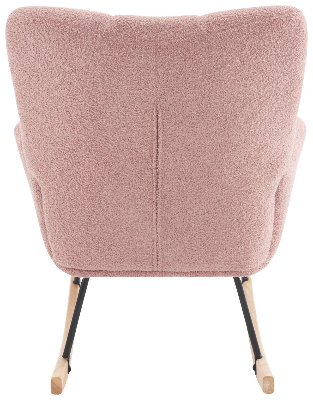 Schaukelstuhl mit Armlehnen Omar Stoffbezug Rosa - Ecru/Schwarz, MODERN, Textil/Metall (67/85cm) - P & B