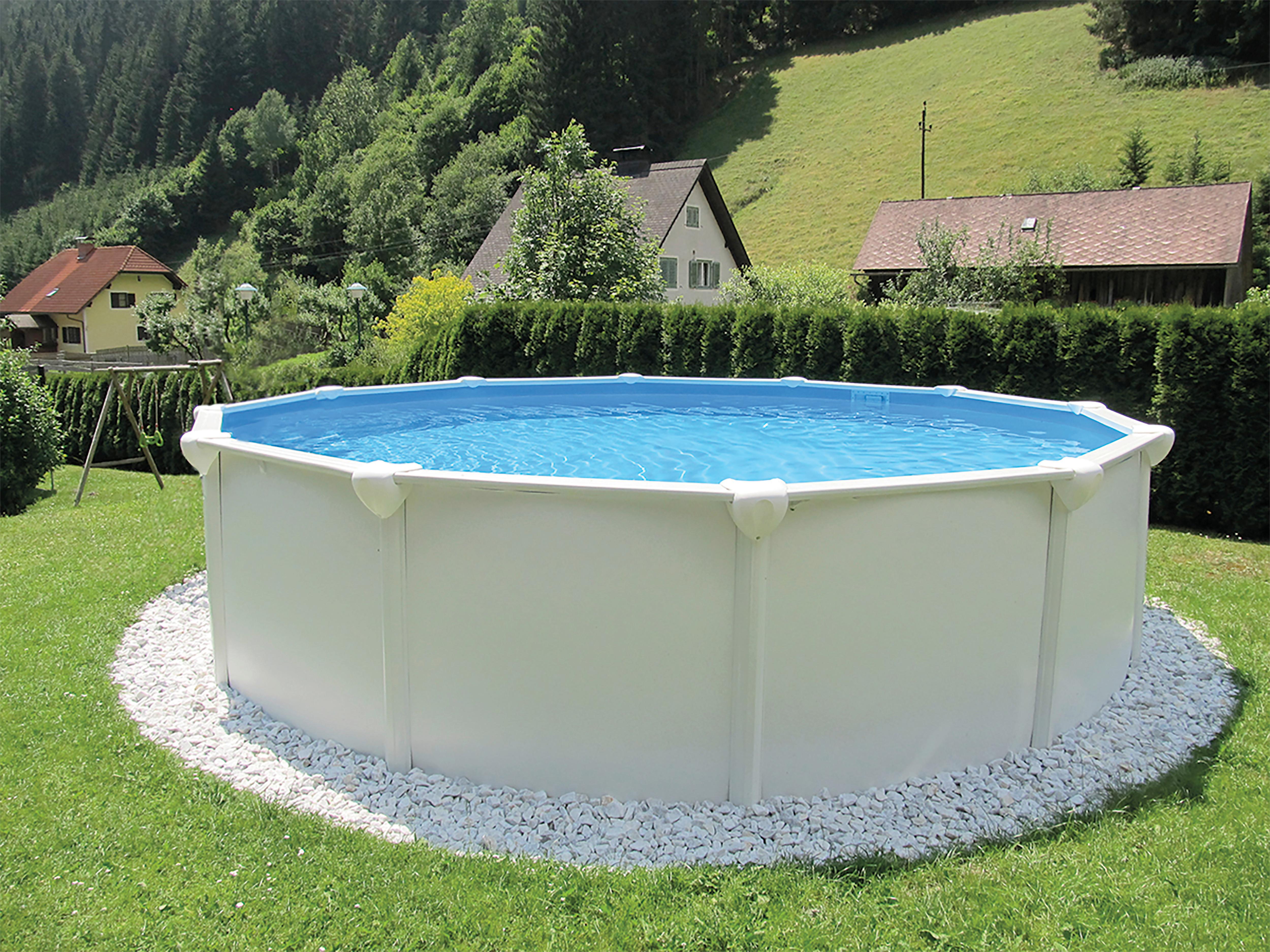 Stahlrahmenpool Rund Set Steely mit Pumpe Ø 360 cm - Blau/Weiß, MODERN, Kunststoff/Metall (360/132cm)