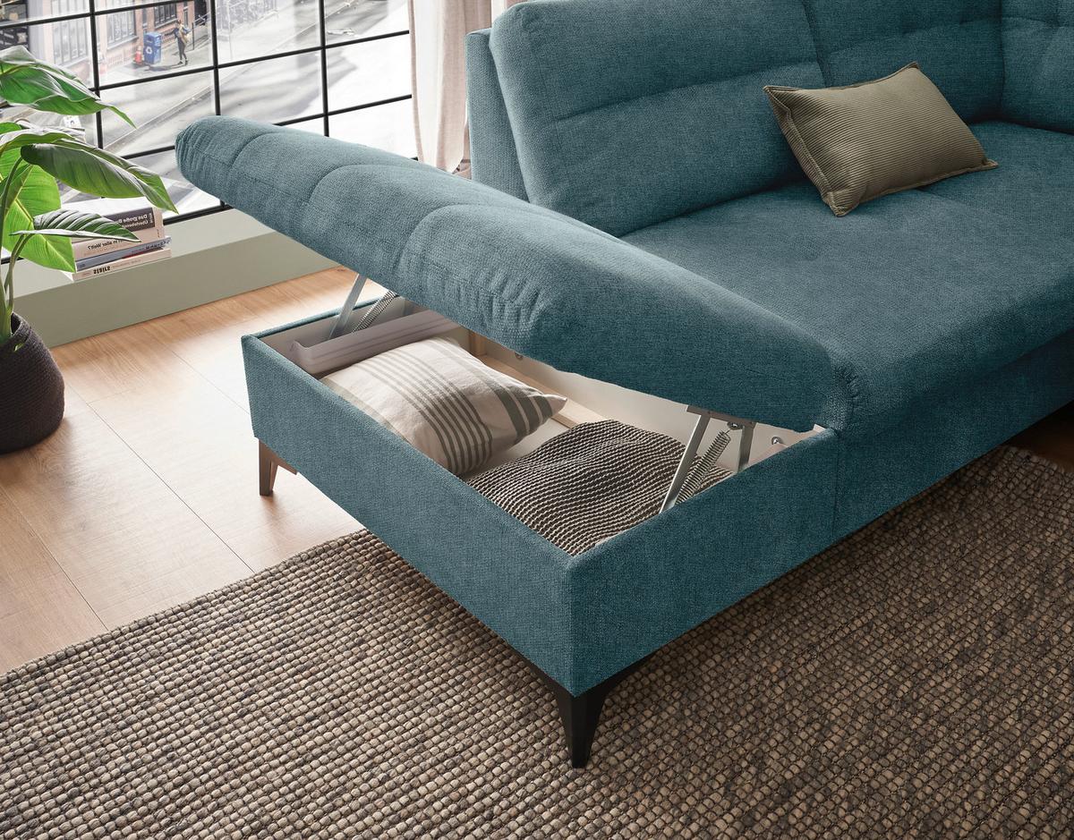 Wohnlandschaft Durban U Blau U: 218/324/170 Cm - Blau/Schwarz, KONVENTIONELL, Textil (218/324/170cm) - MID.YOU