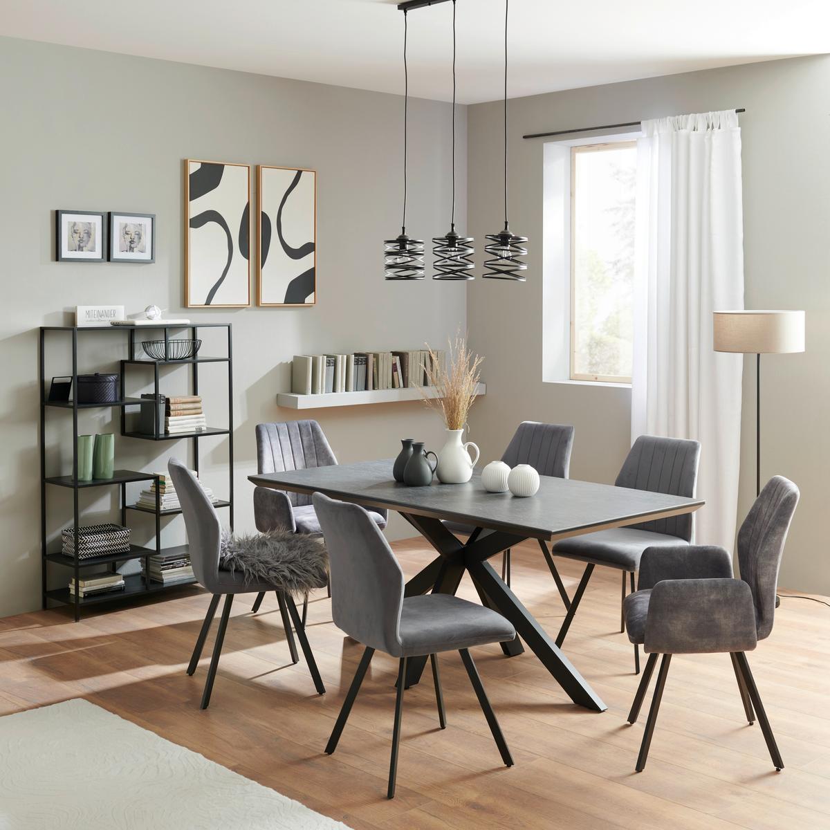 Esstisch Steve 1 180x90 Cm Schwarz - Schwarz, MODERN, Keramik/Holzwerkstoff (180/76/90cm)