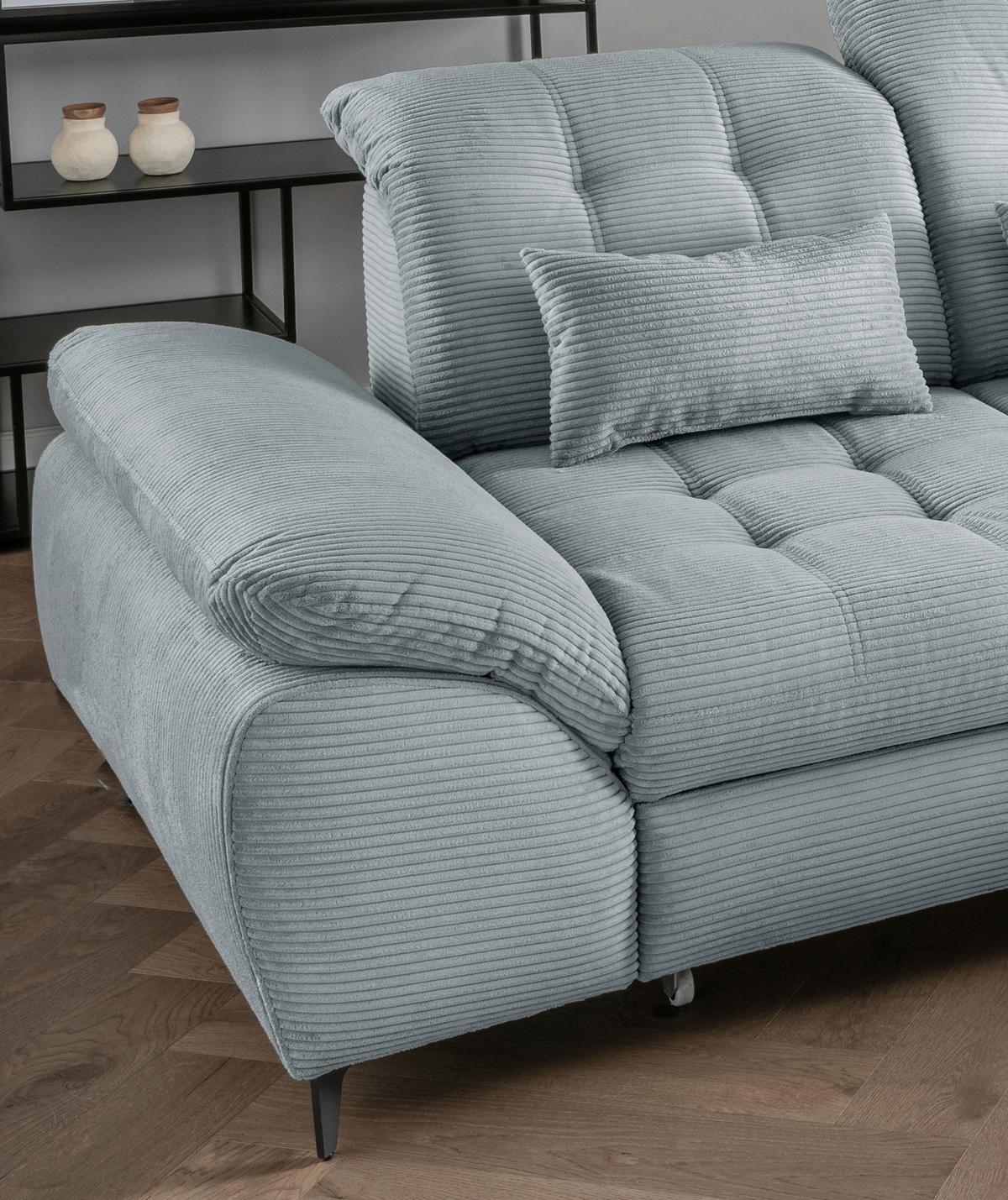 Eckschlafsofa Delphino Hellblau S: 273x189 cm - Schwarz/Hellblau, MODERN, Textil (273/189cm) - Livetastic