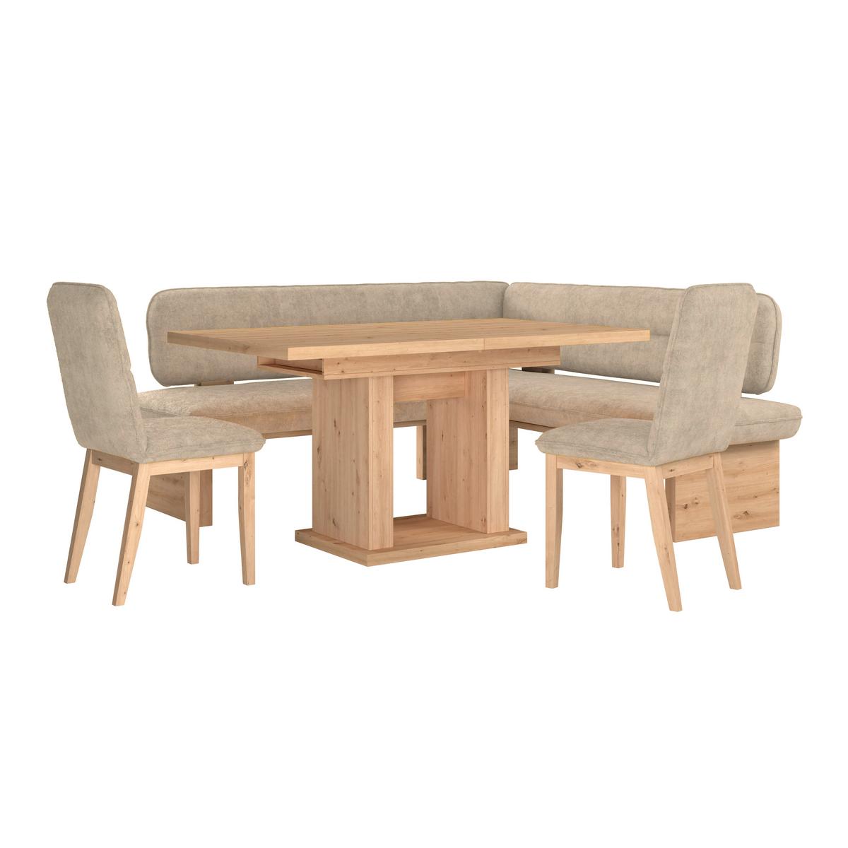 Eckbank Beluna Ii Webstoff Beige, B: 232cm - Eichefarben/Beige, KONVENTIONELL, Holz/Textil (232/170cm) - James Wood