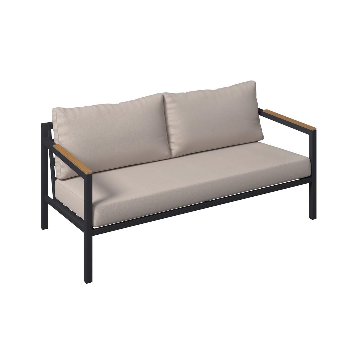 Loungegarnitur Dallas - Dunkelgrau/Beige, MODERN, Kunststoff/Textil - Beldano