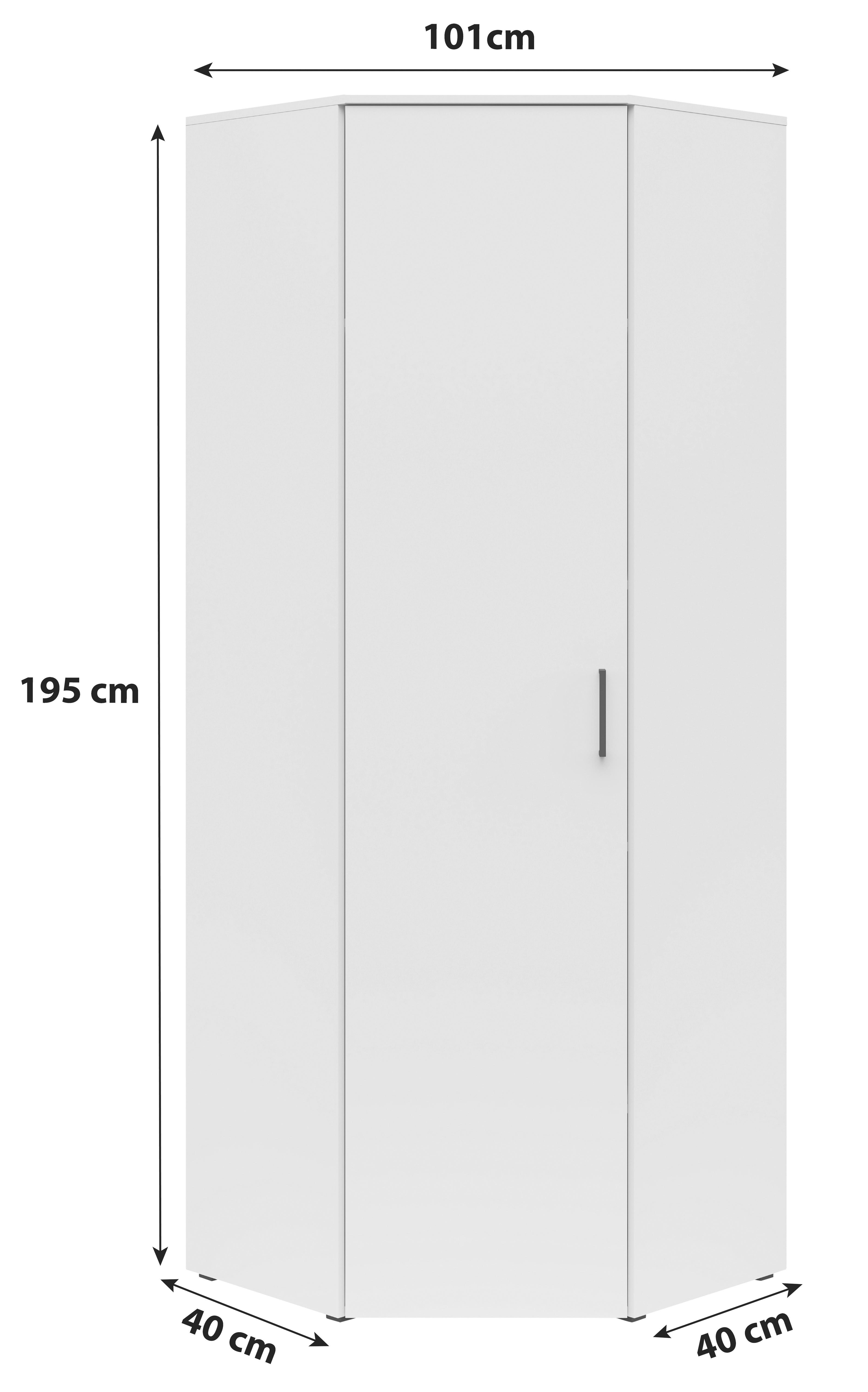 Rohová skriňa MULTISTAURAUM, š: 101 cm - čierna/biela, Modern, kompozitné drevo/plast (101/195/79cm)