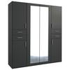 Drehtürenschrank Mit Spiegel + Laden B: 180 Cm Vegas, Graphit - Graphitfarben, Basics, Holzwerkstoff (180/208/58cm) - MID.YOU