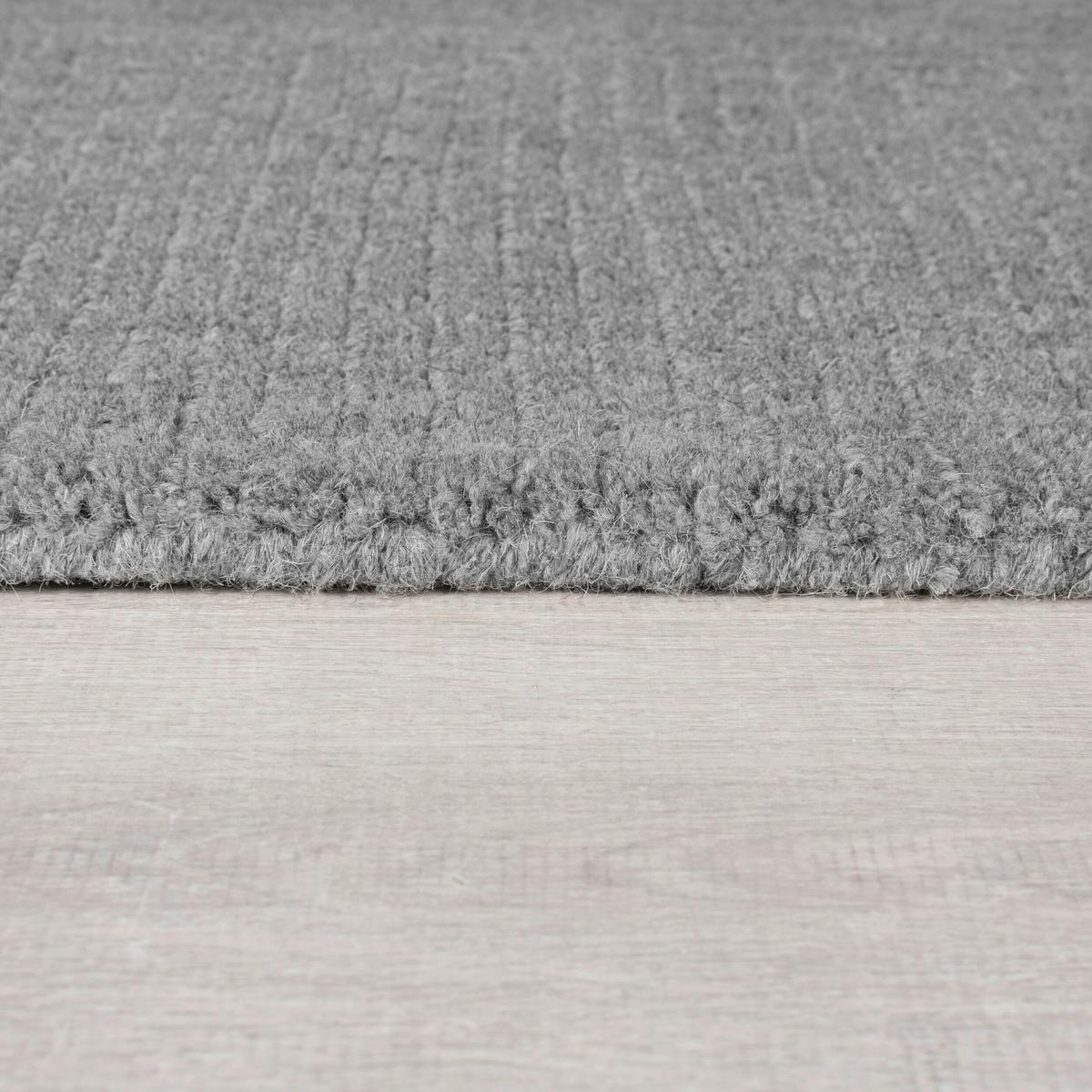 Handwebteppich Woll Bordüre Grau 120x170 - Grau, Basics, Textil (120/170cm)