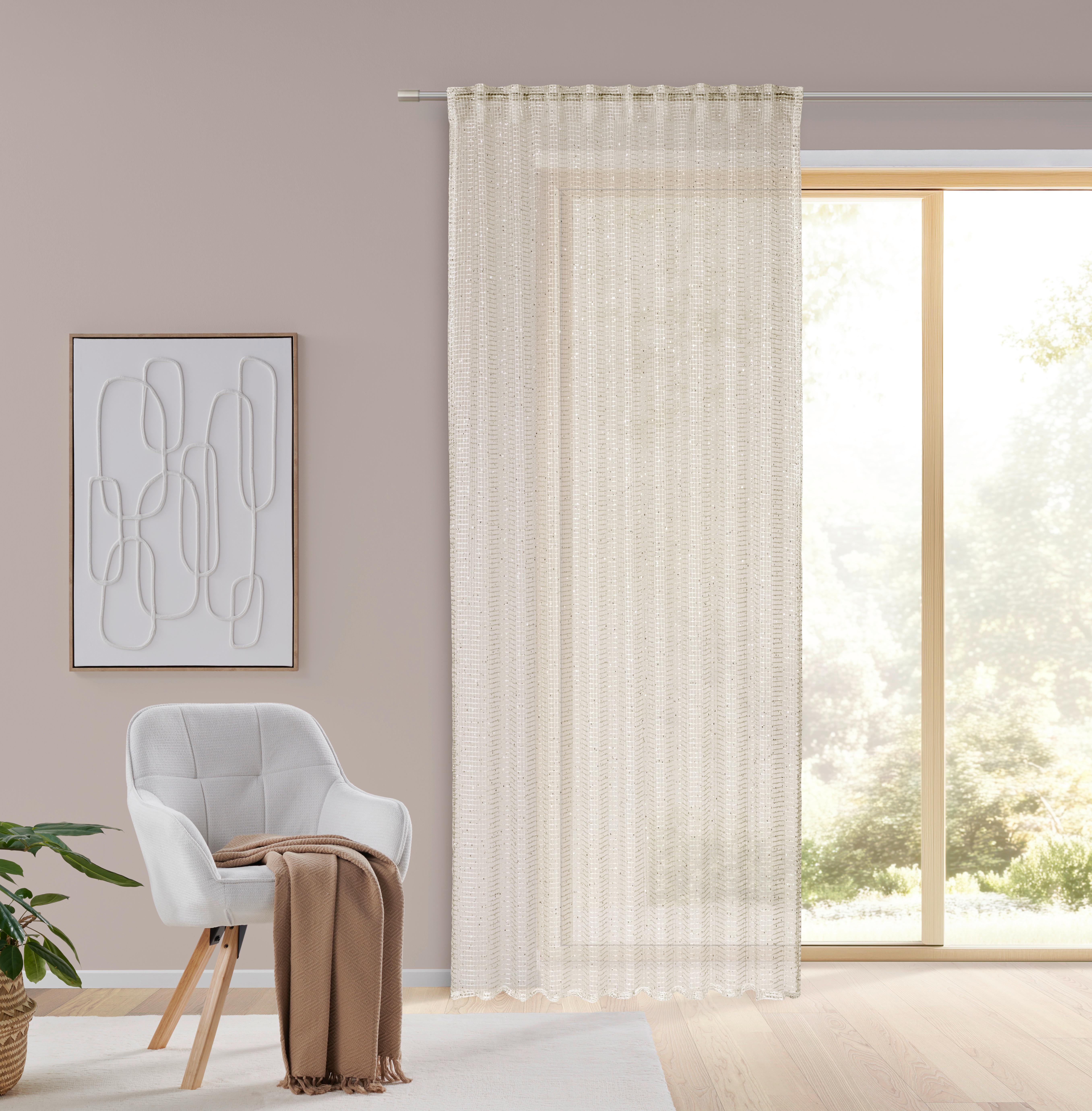 HOTOVÝ ZÁVES SPARKLE - šampanská/béžová, textil (140/245cm) - Mömax