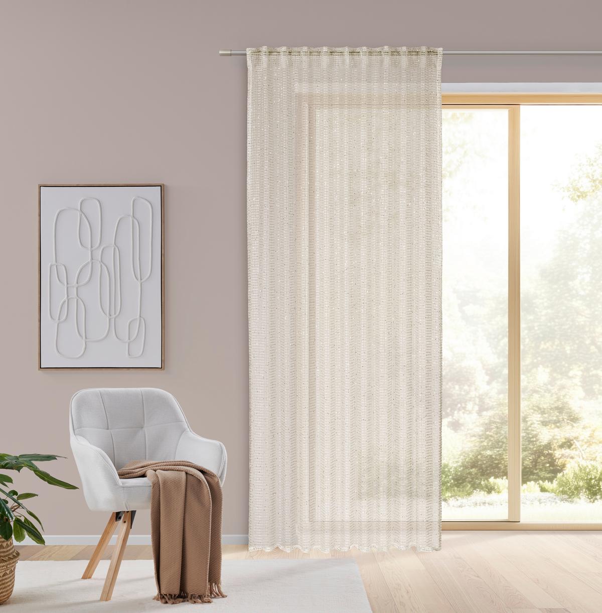 HOTOVÝ ZÁVĚS SPARKLE - šampaňská/béžová, textil (140/245cm) - Mömax