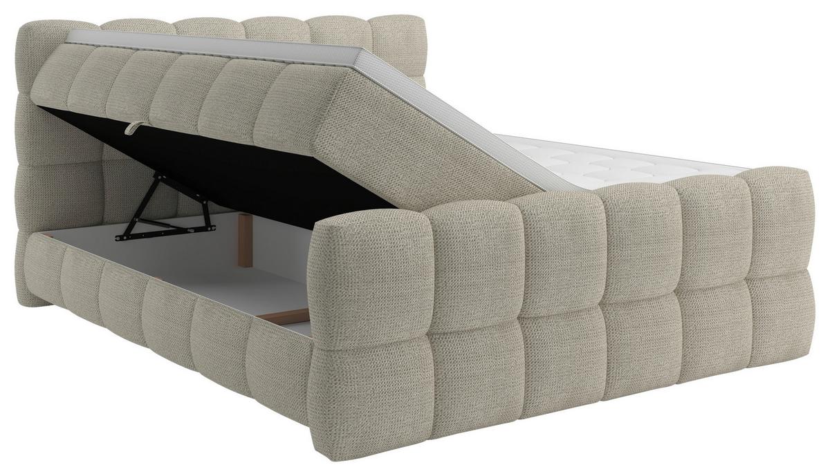 BOXSPRINGBETT inkl. Bettkasten 160x200 - Hellgrau/Schwarz, Trend, Holz/Holzwerkstoff (160/200cm) - Sembella