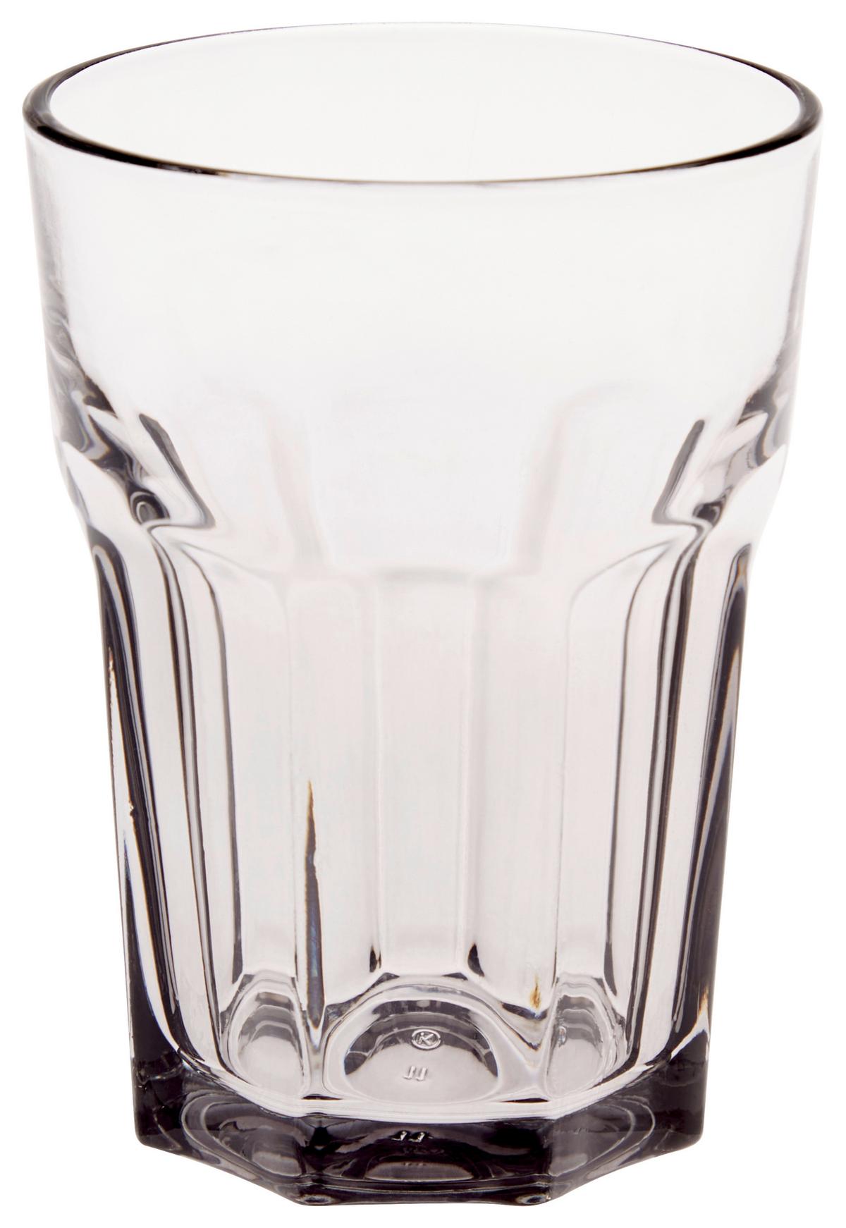 Trinkglas Andrina Versch. Farben ca. 350 ml - Schwarz/Rosa, Basics, Glas (8,5/12cm) - Luca Bessoni