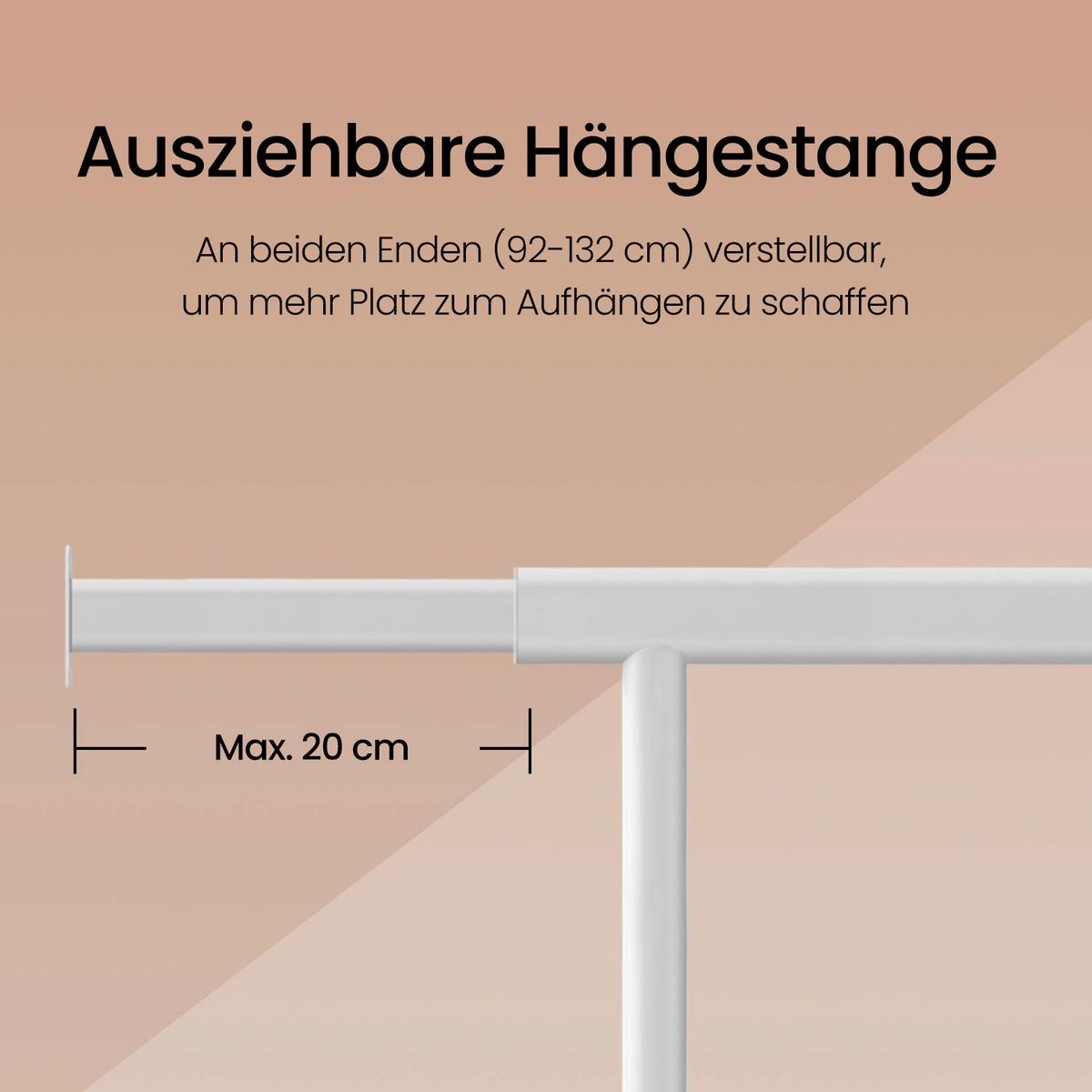 Kleiderwagen Edelstahlfarben B: 45 cm - Edelstahlfarben, Basics, Kunststoff/Metall (45/161/92-132cm)