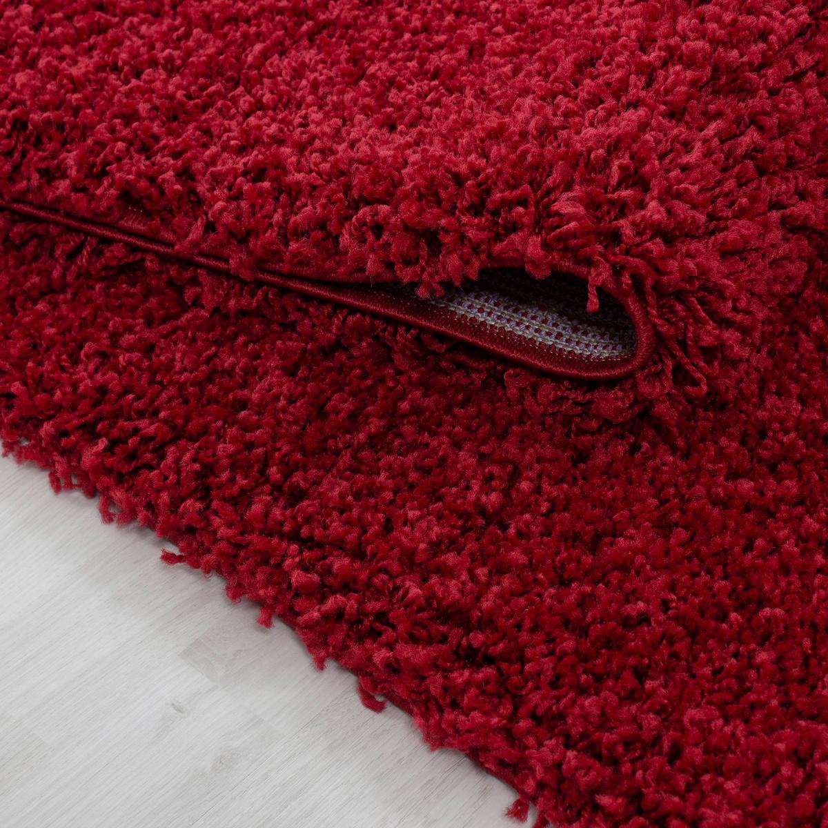Hochflor Teppich Rot Life Rund Ø 200 cm - Rot, KONVENTIONELL, Textil (200cm) - Novel
