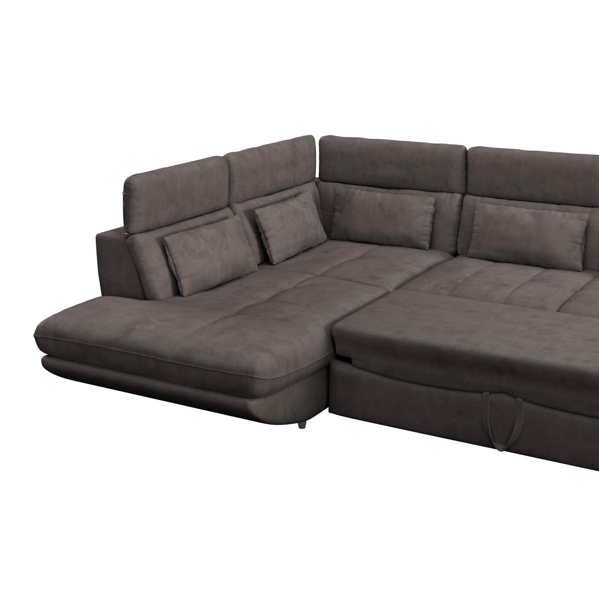 Wohnlandschaft Park - Dunkelbraun/Schwarz, MODERN, Textil (311/233cm) - Luca Bessoni
