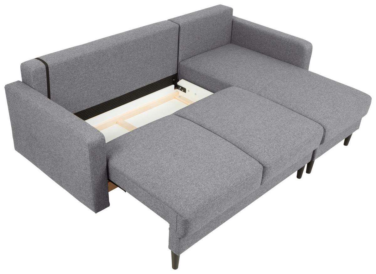 Eckschlafsofa Noret Hellgrau S: 223/157 cm - Dunkelgrau/Schwarz, KONVENTIONELL, Textil (223/157cm) - MID.YOU