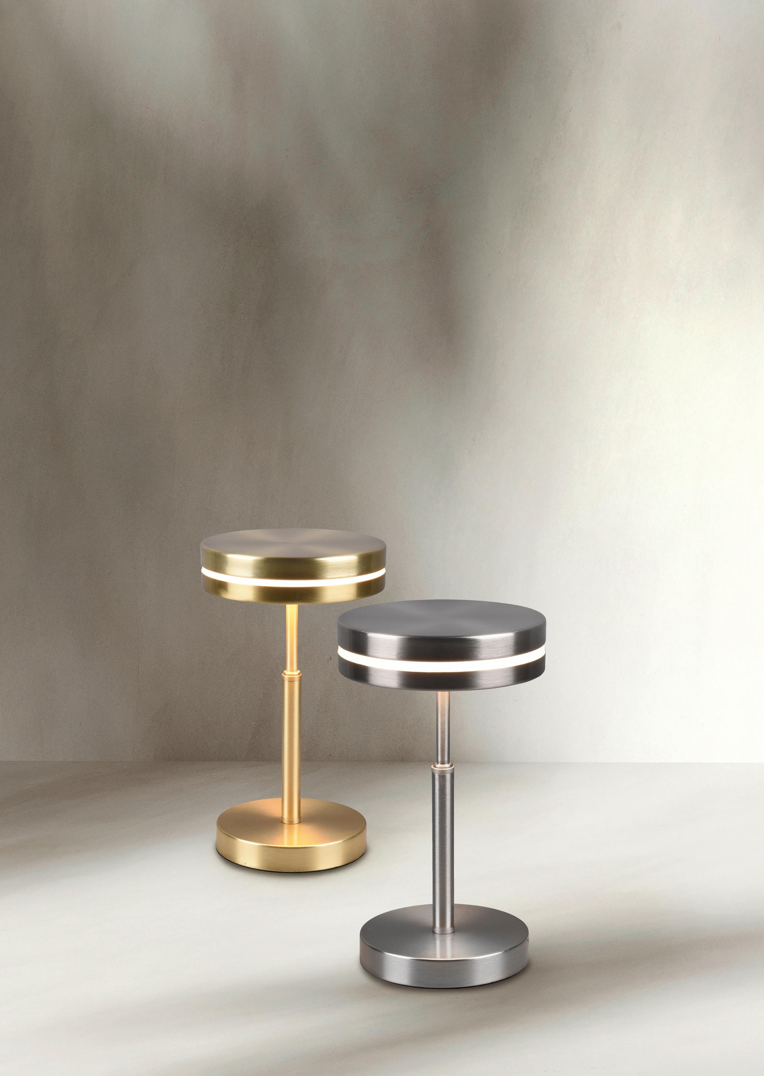 LED-Tischlampe  Nickelfarben mit Schnurschalter - Nickelfarben, Basics, Metall (14/25cm) - Trio Leuchten