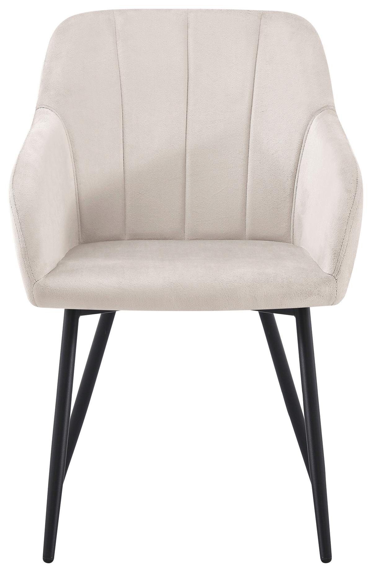 Armlehnstuhl Jenke Samt Beige, B: 56 cm - Beige/Schwarz, KONVENTIONELL, Textil/Metall (56/82/62cm) - Nedis SmartLife