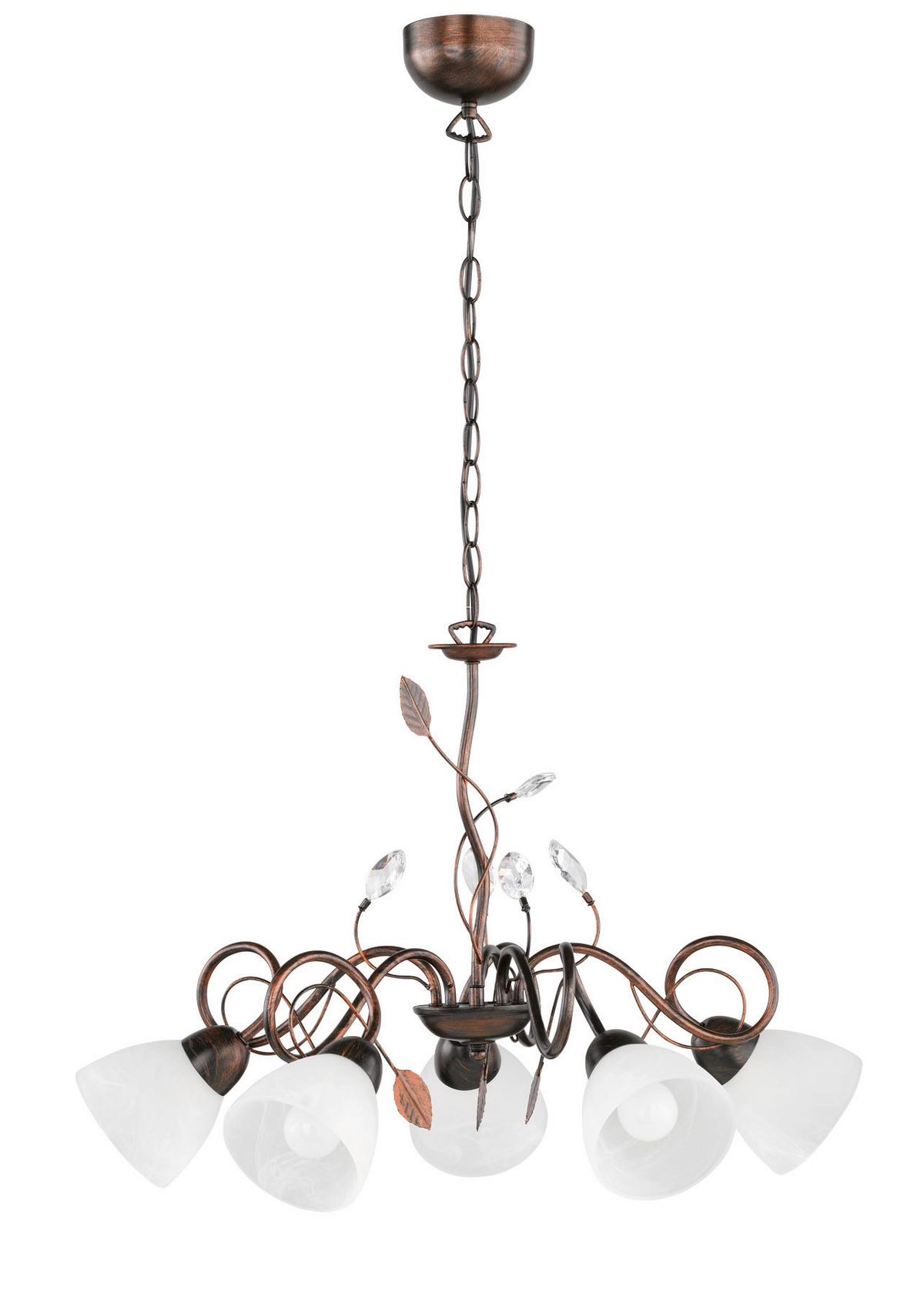 Hängeleuchte Traditio H: 150 cm 5-Flammig Metall/ Glas - Rostfarben/Braun, KONVENTIONELL, Glas/Metall (70/150cm) - Trio Leuchten