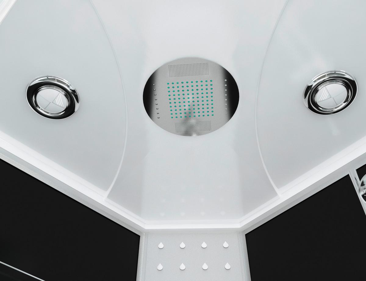 Dampfdusche Cuba Schwarz mit Radio, Ventilator, Ablage - Schwarz/Weiß, Basics, Glas (130/130/229cm) - Sanotechnik