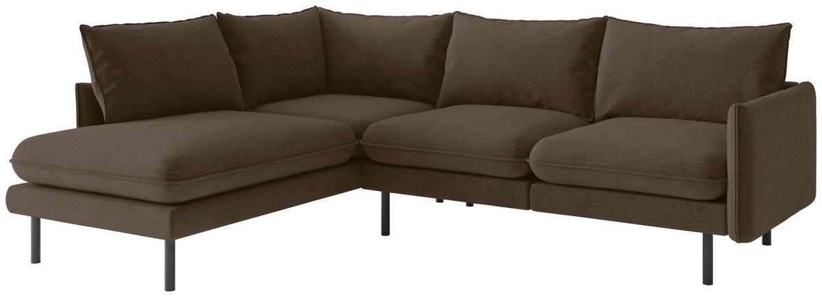 Ecksofa Samos Braun S: 204x267 cm - Schwarz/Braun, Design, Textil (204/267cm) - Livetastic