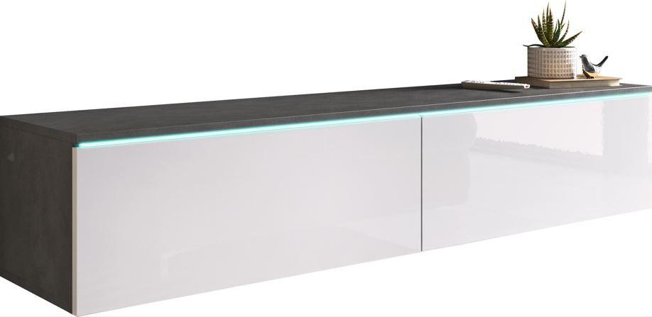 Nízka komoda s LED antracit/biela VL - sivá/biela s vysokým leskom, Lifestyle, kompozitné drevo/plast (140/30/33cm) - P & B
