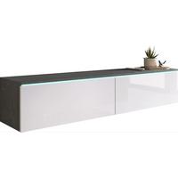Nízka komoda s LED antracit/biela VL - sivá/biela s vysokým leskom, Lifestyle, kompozitné drevo/plast (140/30/33cm) - P & B