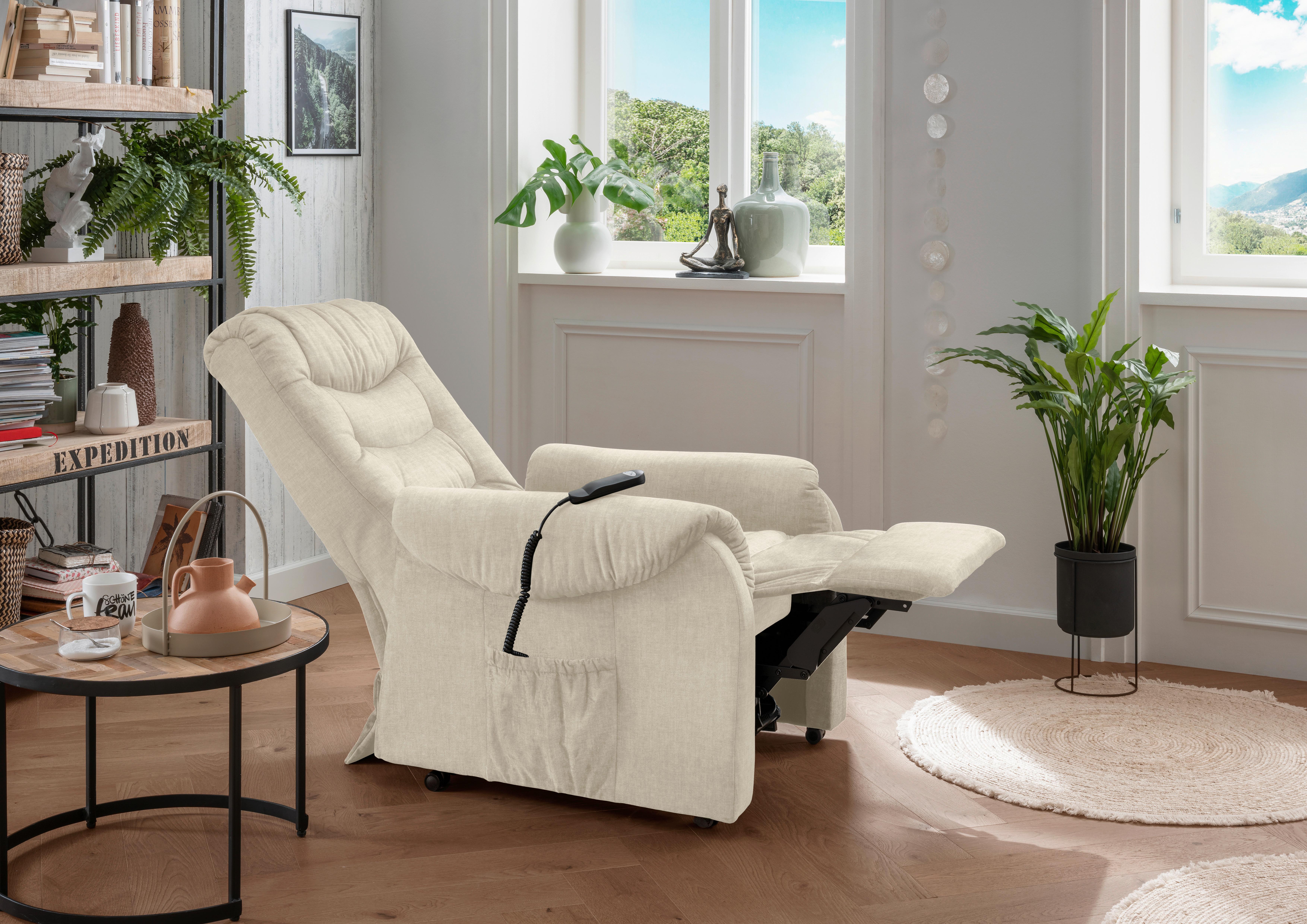 Fernsehsessel Nino Beige B: 78 cm - Beige/Schwarz, Design, Textil (76/106/94cm) - Livetastic