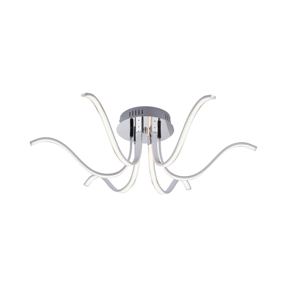 Deckenleuchte Valerie L: 67 cm 6-Flammig Geschwungen - Silberfarben, Design, Kunststoff/Metall (67/67/21cm)