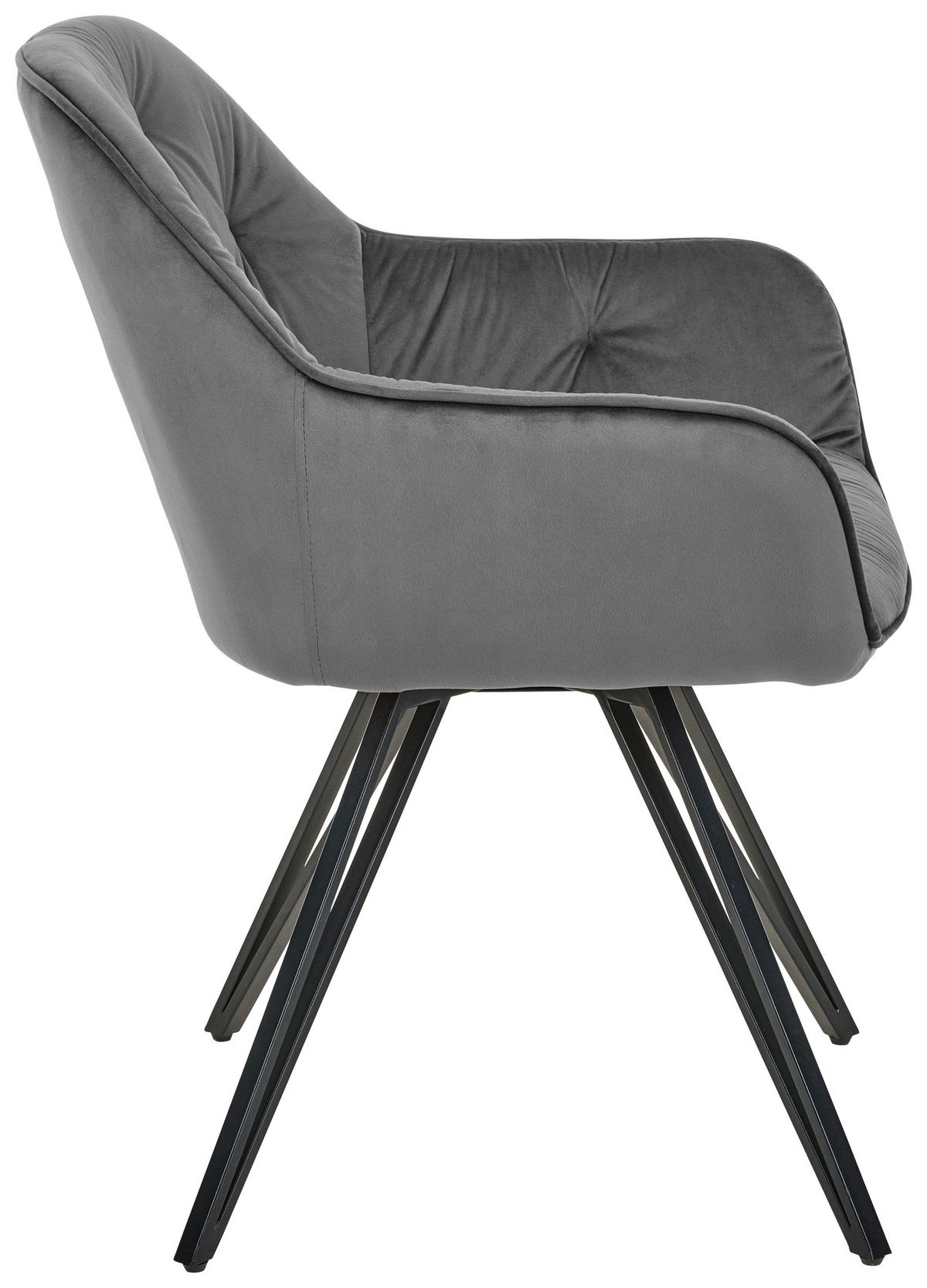 Armlehnstuhl Cardiff - Dunkelgrau/Schwarz, LIFESTYLE, Holz/Textil (61/82/62cm) - Livetastic